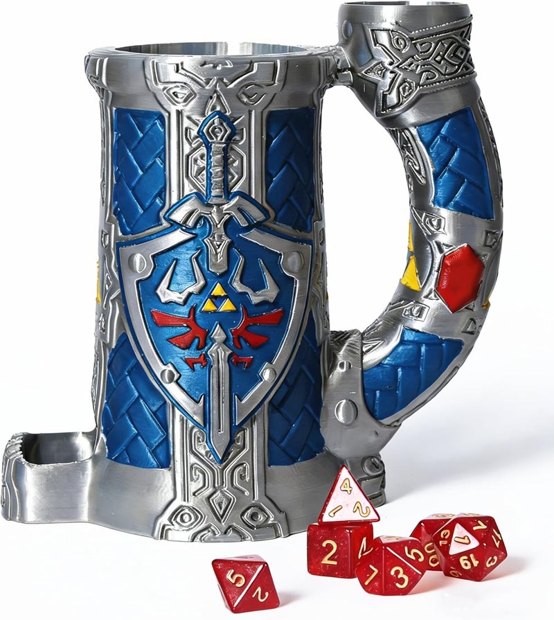 Luazuri Store Dice Tower Mug, Dice Rolling Tower, Comes with 7 PCS Dice Set, Suitable for DND Dungeons and Dragons, Tabletop Games, Available As Drink Holder, D&D Gifts, DND Accessories (Blue-Gray) - Image 1